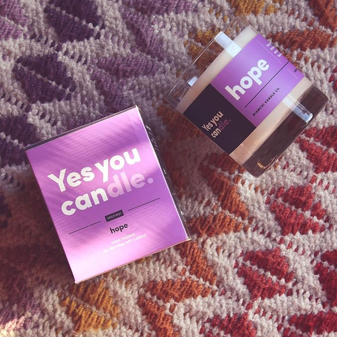 Yes You Candle - Hope, Inspirational 8oz Highly Scented Candle, Soy, Made in USA, Great Message, Pure Essential Oils, Perfect Gift, Aromatherapy, 100% Pure, Vanilla and Sandalwood