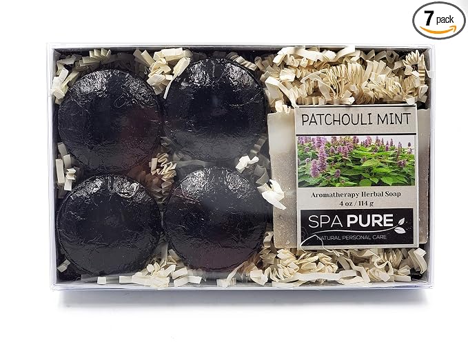 Spa Pure Aromatherapy Gift Set: 1 Large 4.5 oz Artisan soap, 4 Shower Steamers, made with plant based ingredients, essential oils, all natural (Peppermint-Lemongrass)