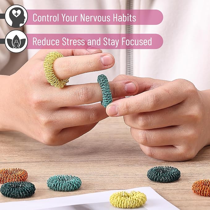 Mr. Pen- Spiky Sensory Rings, 10 Pack, Colorful | Stress Relief Fidget Sensory Toys, Fidget Ring for Anxiety, Massager, Individuals with BFRB, ADHD and Attention Disorder