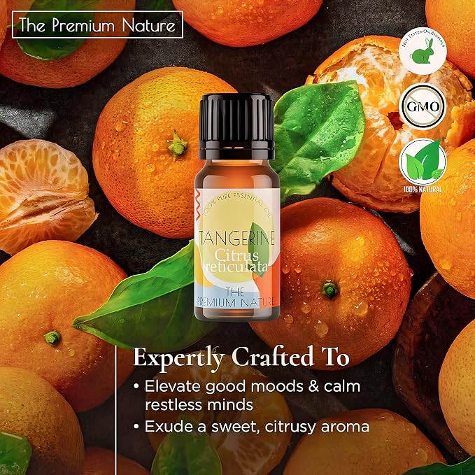 Tangerine Essential Oil for Skin, Aromatherapy & Candle Making | Zesty Sweet & Fresh Scent | 100% Natural - Perfect for Diffuser & Massage Fragrances
