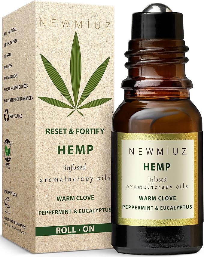 Migraine Headache Roll On Stick Hemp Peppermint Eucalyptus Clove Arnica Essential Oils Aromatherapy for Eaze Head Destress Gifts for Women Men