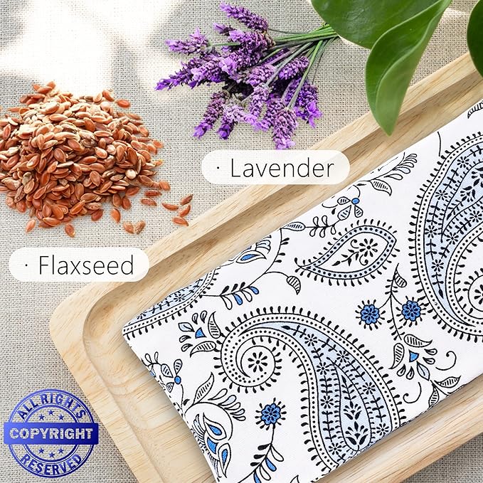 Lavender Eye Pillow for Relaxation, Yoga, Sleep – Weighted Eye Mask for Headache, Sinus, Aromatherapy Moist Heat Compress, Meditation Accessory, Relaxation Gift for Women (Purple)
