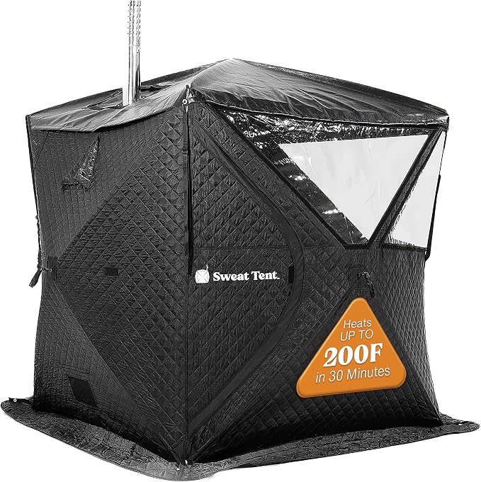 SweatTent Portable Outdoor Sauna (Large) – Tent Only, Accessories Sold Separately – Wood-Fired Compatible, Quick Assembly – High-Temp Recovery Sauna for 6 Adults – Backyard & Camping Use