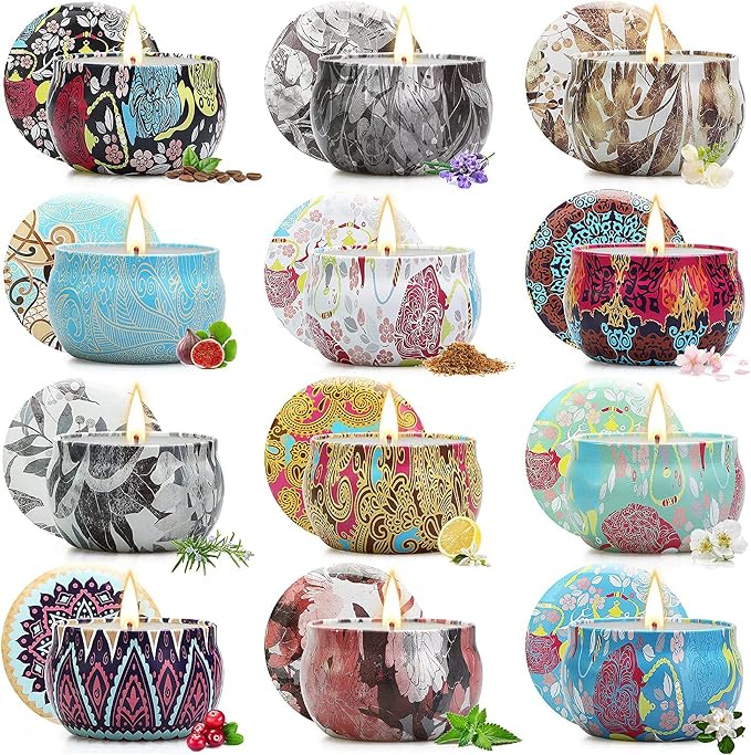 Candles Gifts for Women, 12 Pack Scented Candles, Candles for Home Scented, Soy Wax Aromatherapy Candle Set, Stress Relief & Body Relax, Ideal Gift for Women Birthday, Mothers Day Gifts for Mom