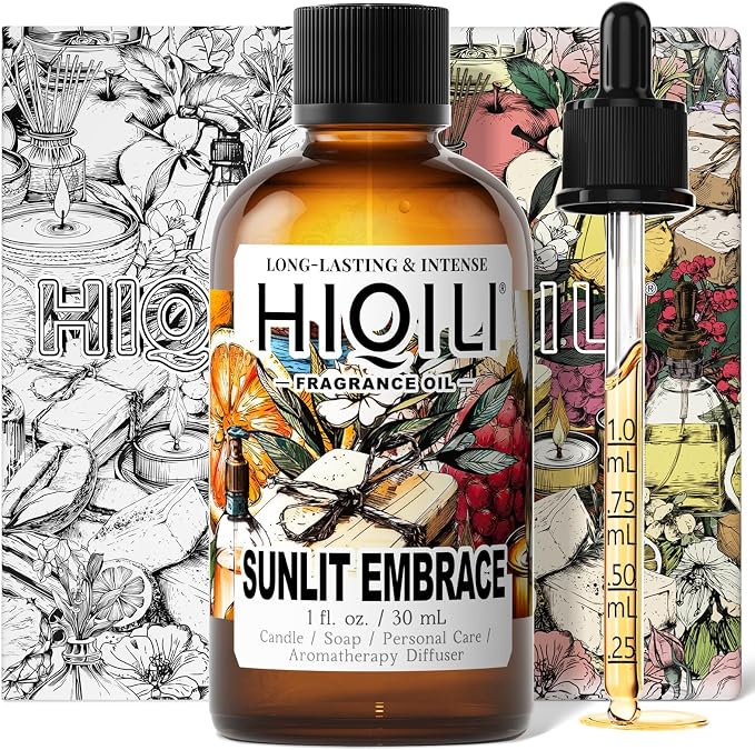 HIQILI Sunlit Embrace Fragrance Oil for Diffuser, Candle, Soap & Perfume Making, Floral-Woody Scent, Long Lasting Aroma - 1 Fl Oz