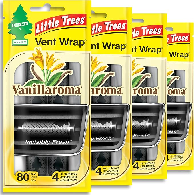 LITTLE TREES Car Air Freshener | Vent Wrap Provides Long Lasting Scent, Invisibly Fresh | 16 Air Fresheners | Vanillaroma