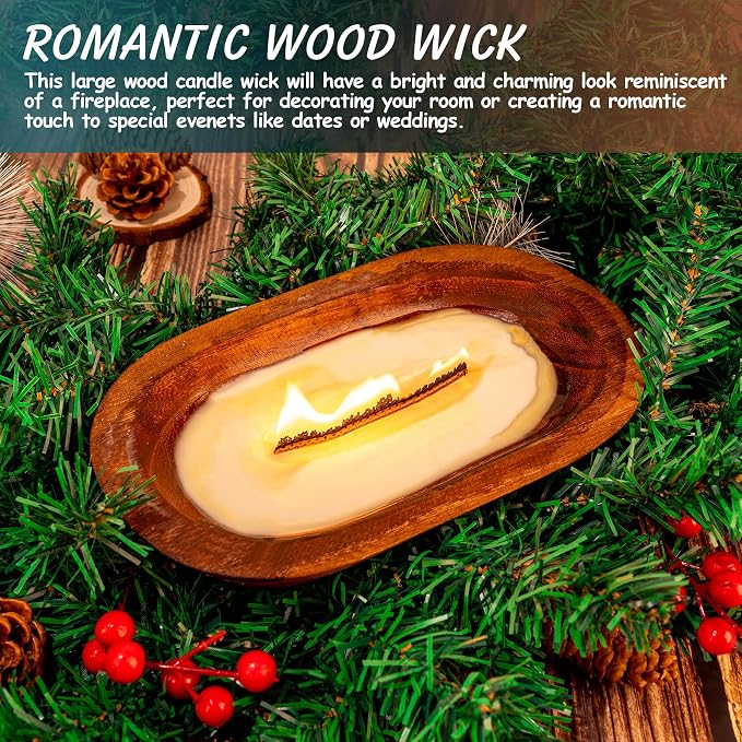4 Set Large Wood Candle Wick Grid Design Large Wooden Wick 3.9x2.0inch / 100x50mm (Width*Height), Natural Crackling Wood Wick Core with Iron Stands for Soy Candle Making Candles Supplies