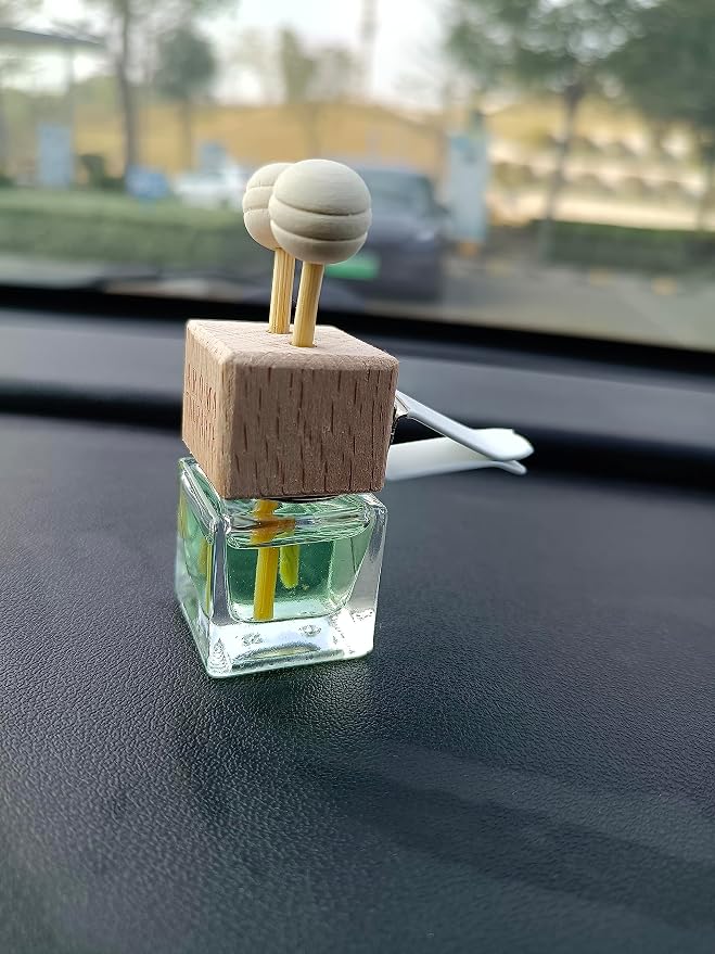 4Packs 8ml Empty Car Air Freshener Vent Clip, Clear Glass Essential Oil Diffuser Vent Outlet Auto Perfume Aromatherapy Bottle Vials Fragrance Ornament Decor
