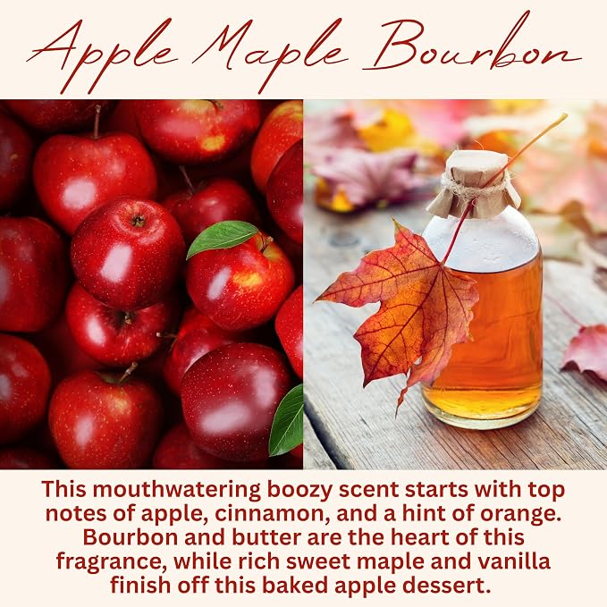 Wickless Apple Scented Candles for Candle Warmer Lamp, Many Scents to Choose, 100% Non-Toxic Soy Wax, Candle Melts for Warming Plate, Handmade in The USA (Apple Maple Bourbon)