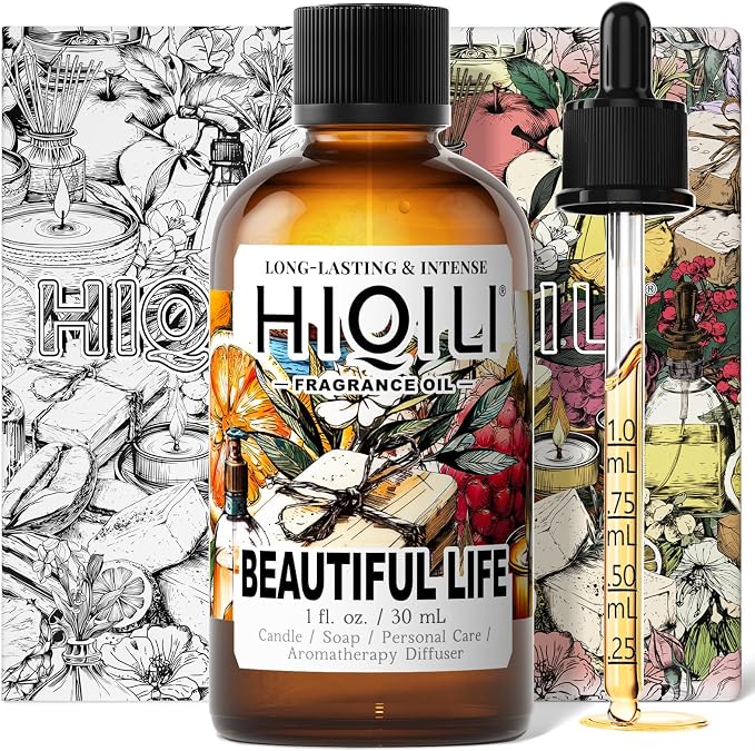 HIQILI Beautiful Life Fragrance Oil, Long-Lasting Scents for Soap Making, Perfume, Skin & Hair Care Products, Handcraft Gifts - 1 Fl Oz