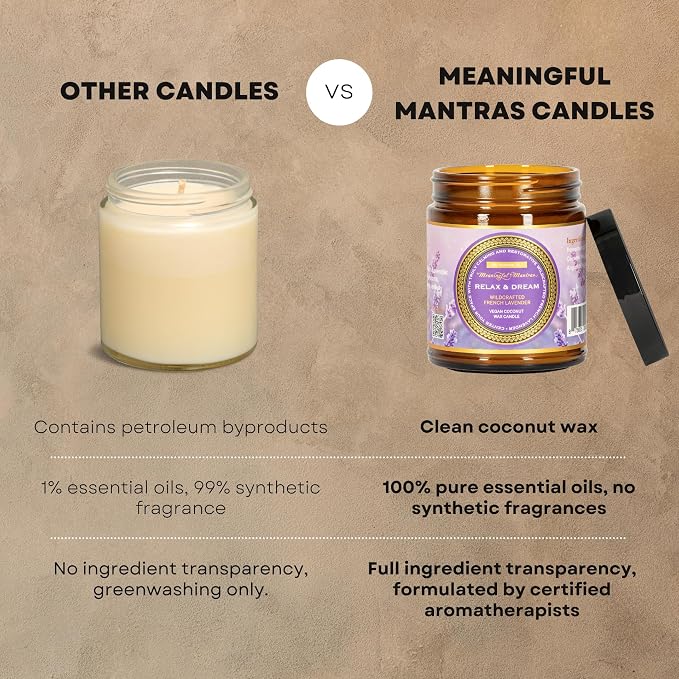 Relax & Dream Wildcrafted French Lavender Non-Toxic Vegan Coconut Wax Candle with Pure Essential Oils