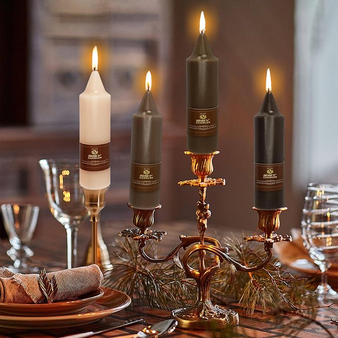 5 inch Cute Taper Candles Stick Unscented Tapered Candles 4 Pack Gradient Coffee Candlesticks for Wedding Party Home Décor