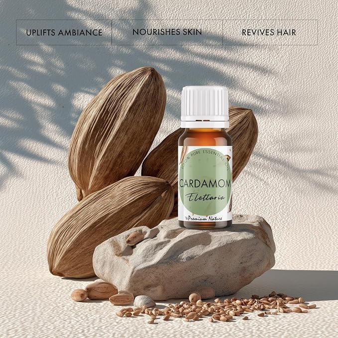 Cardamom Essential Oil | 100% Pure & Natural Cardamom Seed Oil with Warm Sweet Spicy Aroma | for Diffuser, Candle Making, Perfumery & DIY Aromatherapy Blends, 0.34 fl oz