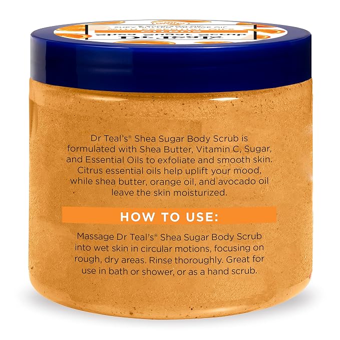 Dr Teal's Shea Sugar Body Scrub, Citrus with Essential Oils & Vitamin C, 19 oz (Pack of 3)