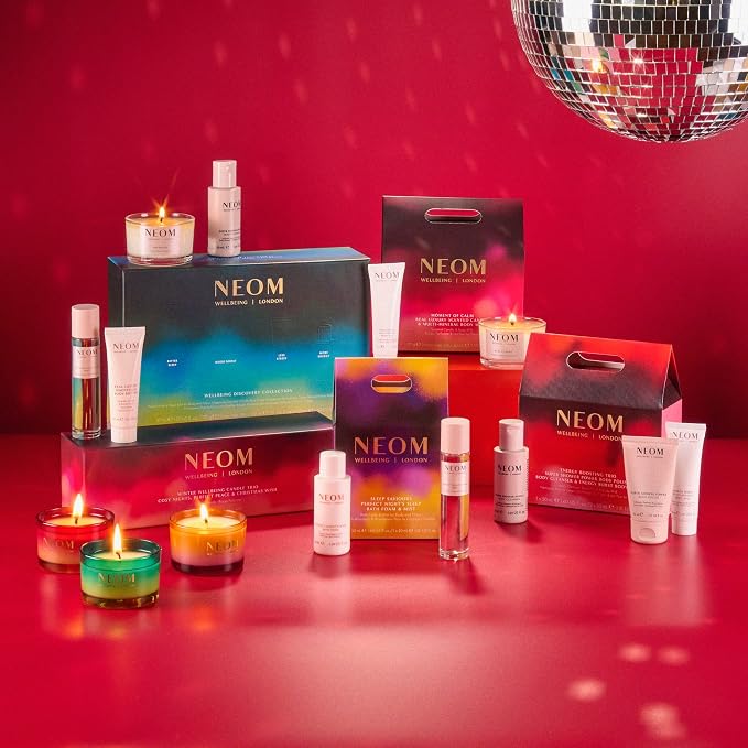 NEOM Moment of Calm Gift Set I Contains Real Luxury Travel Candle 75g Real Luxury Multi-Mineral Body Milk 30ml I 100% Natural scents I Lavender, Jasmine and Sandalwood