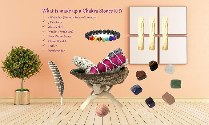 TOMOKO White Sage Smudge Product (Chakra Healing Kit), Healing, Purifying, Meditating, Incense & Cleansing!
