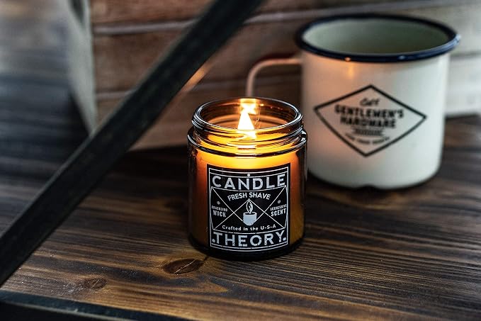 Scented Candle Gift Set of 3, 4oz Candles, Crackling Wood Wick Candled for Home, 3 Scents Cuban Cigar, Spanish Leather, Crackling Hearth, Mens Candle Bachelor Pad Decor Man Cave Decor