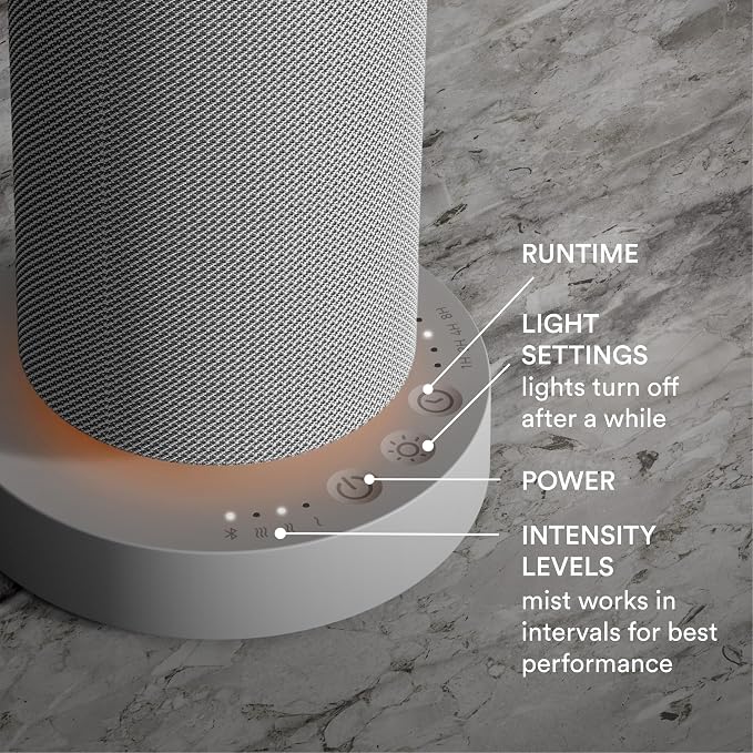 Homedics SereneScent Mini Fabric Rechargeable Waterless Diffuser, Cordless Aromatherapy Device, Use with SereneScent Oil 15ml (Sold Separately), Adjustable Mist Intensity & Ambient Light, Gray