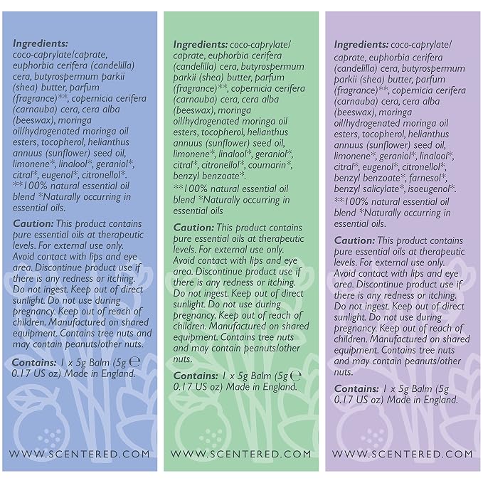 Scentered Aromatherapy Balm Gift Set - Calm & Confident (Pack of 3) - Sleep Well, De-Stress, Focus - Rosemary, Cedarwood, Lavender Essential Oils - Aromatherapy Gifts for Women