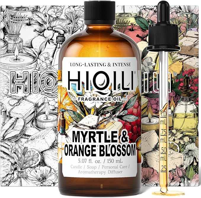 HIQILI Myrtle & Orange Blossom Fragrance Oil for Diffuser, Inspired by D.or Tera-Bella, Candle & Soap Making, Long-Lasting Citrus Floral Scent - 5.07 Fl Oz