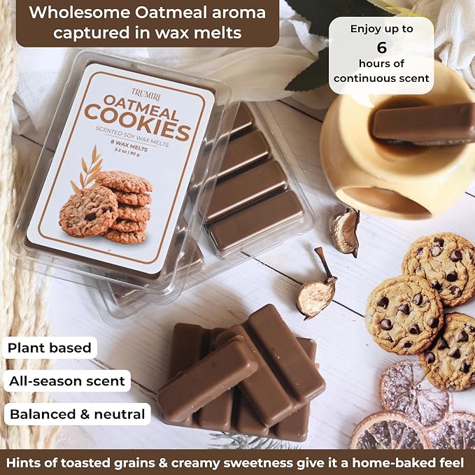 TRUMIRI Oatmeal Cookies Scented Wax Melts - Made with Non Toxic Soy Wax and Essential Oils - Long Lasting Strong Scent Pet Safe Candle Wax Cubes Tarts for Warmers - Fall Christmas