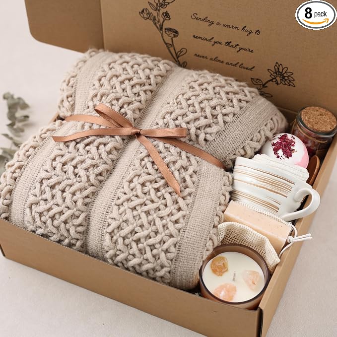 Cozy Self Care Package for Women – Warm & Comforting Thinking of You Gift Box for Birthday,Bes Friend Gift, Get Well Soon/Bereavement/Condolence/Farewell Gift, Sympathy /Encouragement gift(TAN)