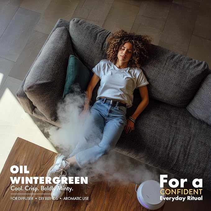 Organic Wintergreen Essential Oil | 100% Pure & Natural Gaultheria procumbens Leaf Oil with Fresh Minty Aroma | for Diffuser, Candle Making & DIY Aromatherapy Blends, 0.34 fl oz