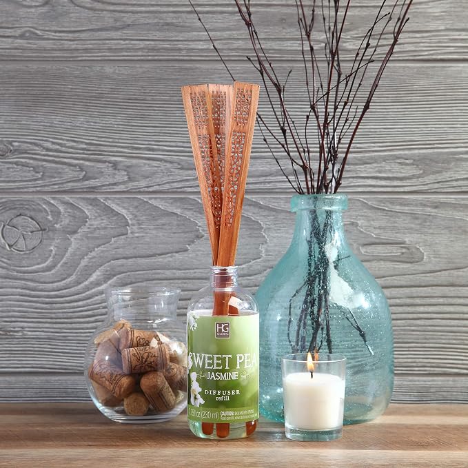 Hosley Diffuser Farmhouse Reed Sticks Set of 4, Hand Carved Fan Shape, 12.5" High for Home Decor, Elegant Bathroom Decor & Accessories, Aromatherapy Enhancement, Rustic Ambiance