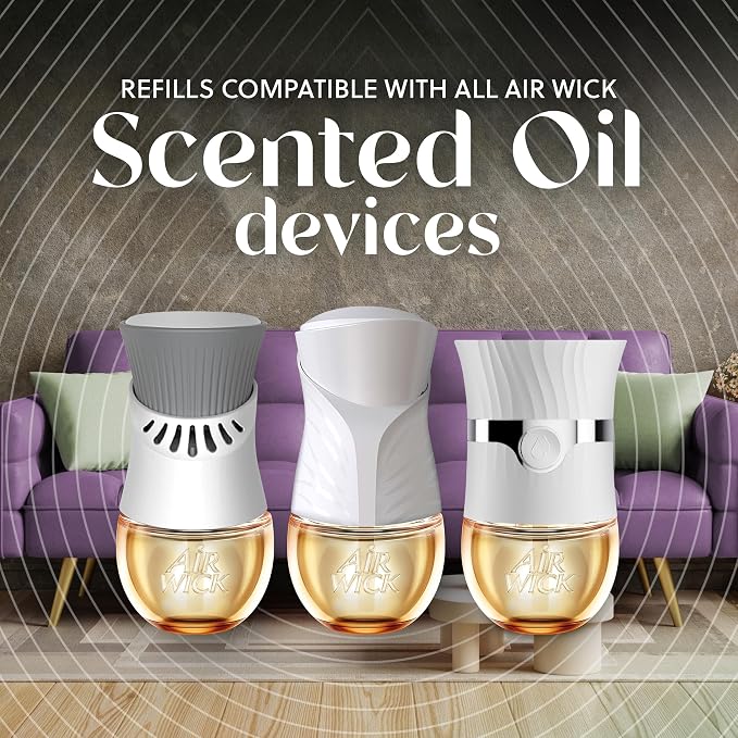 Air Wick Vibrant Plug-In Scented Oil Refills, 5 Count, Glowing Campfire & Starlit Sky, Air Freshener, Essential Oils