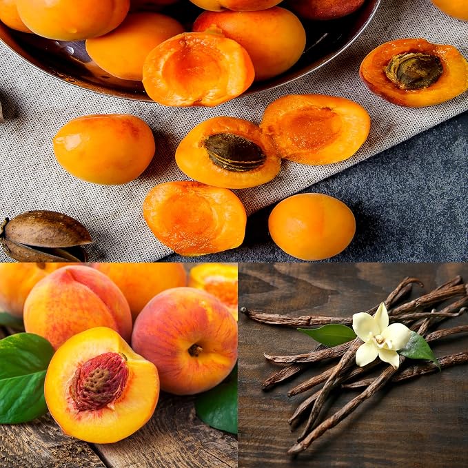 100% Soy, Highly Scented, Hand Poured Soy Candle (Apricot Peach Vanilla (Wooden Wick))
