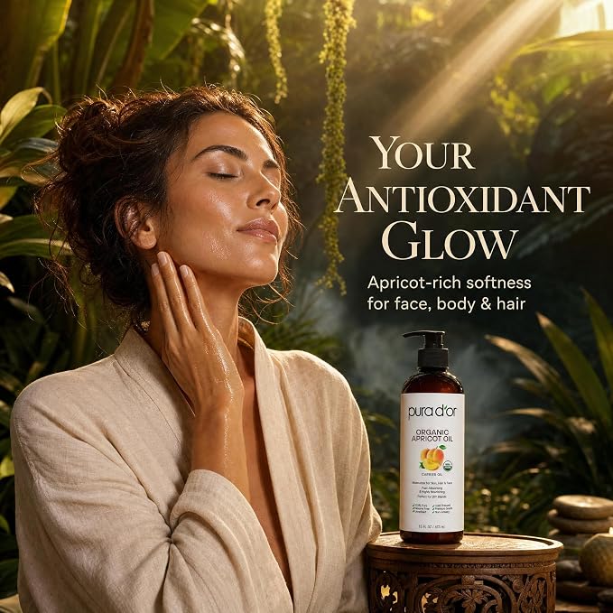 PURA D'OR ORGANIC Apricot Kernel Oil (16 Oz) 100% Pure & Natural USDA Certified