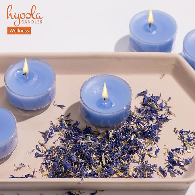 HYOOLA Scented Tealight Candles - Clear Cup - Wellness Tealight Candles Scented - 6 Hour Burn Time - 15 Pack - European Made