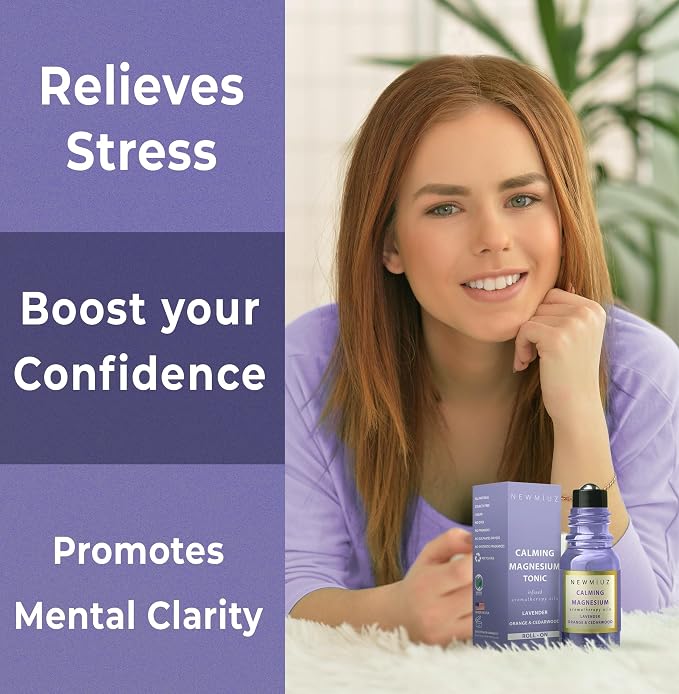 Calm Magnesium Roller Lavender Orange Cedarwood Essential Oil Roll On Calming Aromatherapy Self Care Stress Relief Destress Stocking Stuffers Gifts