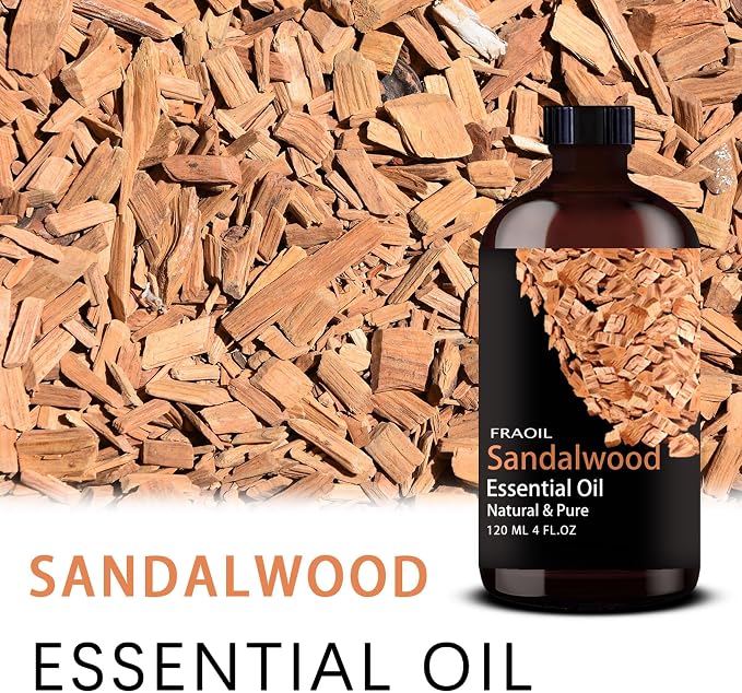 Sandalwood Essential Oil, Sandalwood Oil 4 Fl Oz 120ML for Diffuser Humidifier Yoga Cleaning DIY Candle Soap Making Essential Oils