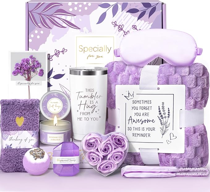 Mother‘s Day Gifts for Women, Self Care Gifts for Women, Lavender Relaxing Spa Gifts Basket Care Package for Christmas, Mother's Day, Birthday Gifts for Mom, Wife, Girlfriend, Sister, Her