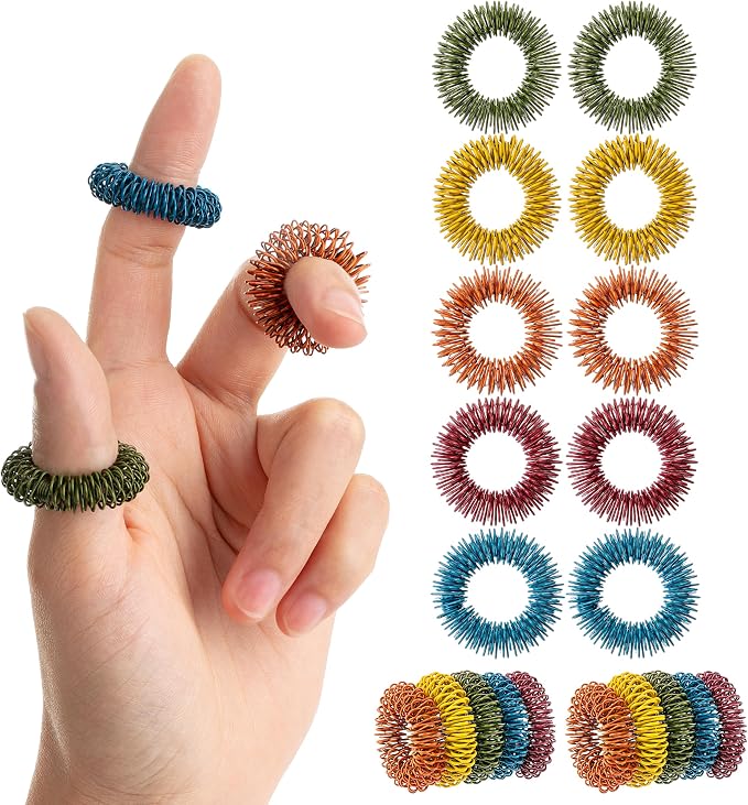 Mr. Pen- Spiky Sensory Rings, 10 Pack, Assorted Colors | Stress Relief Fidget Sensory Toys, Fidget Ring for Anxiety, Massager, Individuals with BFRB, ADHD and Attention Disorder