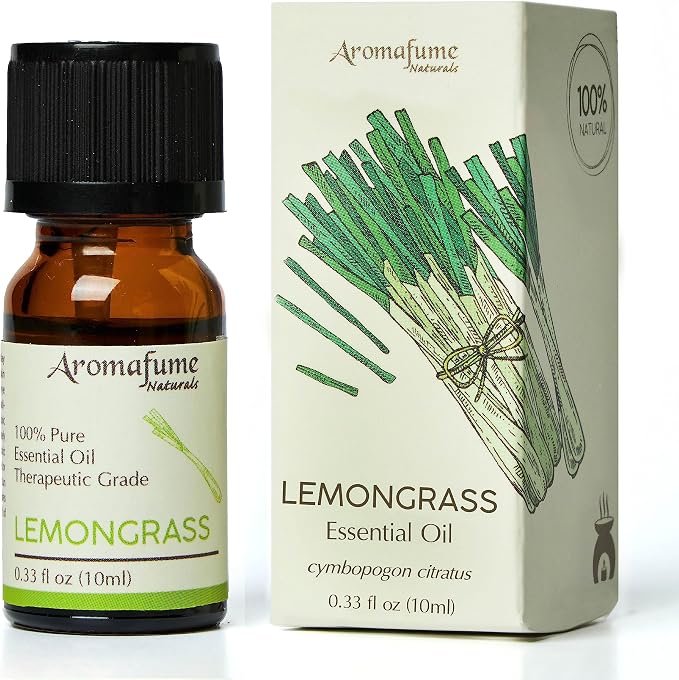 AROMAFUME Lemongrass Essential Oil - 100% Natural, Therapeutic Grade Essential Oils - Pure, Citrusy Aromatherapy Oil for Home Diffusers - Gifts for Her - 10ml