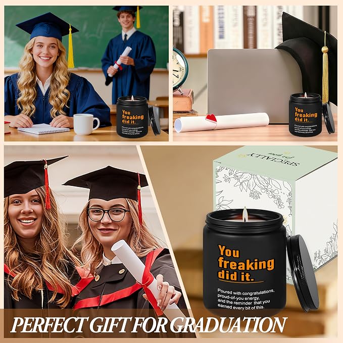 2026 Graduation Gifts for Her Him, Congratulations Grad Decoration for Women Men, Graduate Presents for College High School Masters Degree PHD Nurse, 7oz Funny Lavender Scented Candle, Style-J