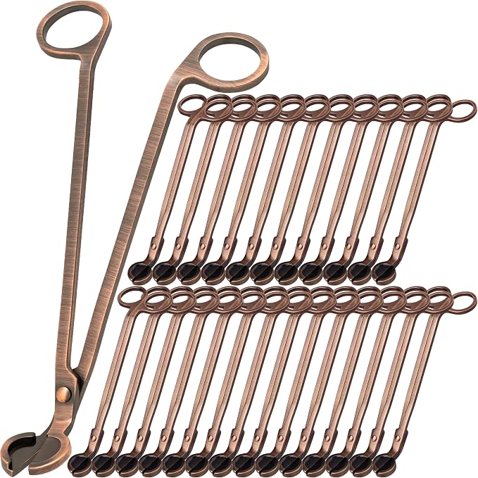 Airy Abode Candle Wick Trimmer 25 Pack, 7 Inch Stainless Steel Wick Cutters for Candles, Bulk Candle Trimmers for Cleaner Burn and Less Soot, Brushed Copper