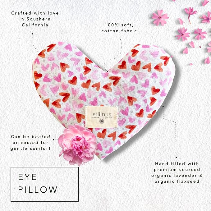 Stillnus Weighted Heart Eye Pillow with Organic Lavender & Flaxseed – Relaxation Gift for Women, Meditation Tool, Mindful Rest, Cooling Eye Mask, Wellness Self-Care Kit