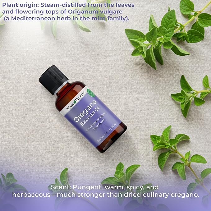Viva Doria Oregano Essential Oil, 100% Pure, Natural Oregano Essential Oil, Undiluted, for Aromatherapy | Food Grade, 30 mL (1 Fluid Ounce)