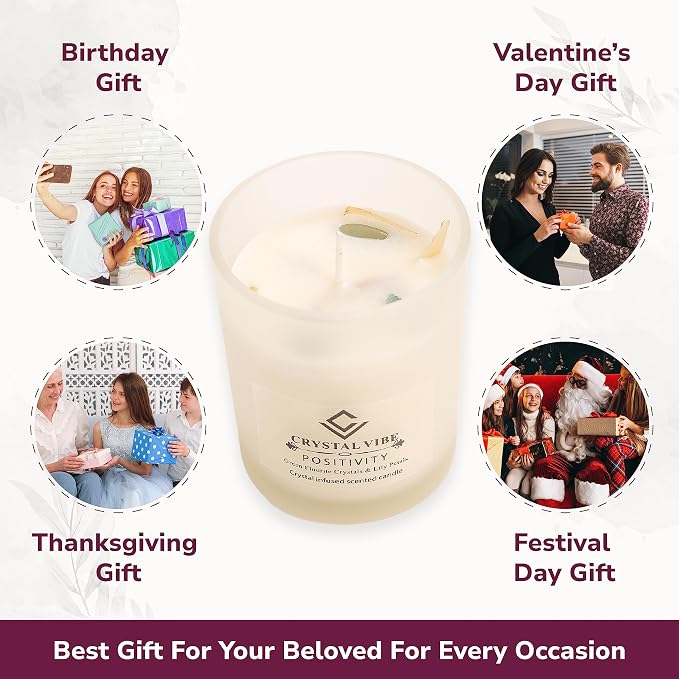 Crystal Vibes Scented Candle for Aromatherapy & Meditation | Long-Lasting Fragrance | Relaxing Home Décor | Stress Relief & Calm Ambience