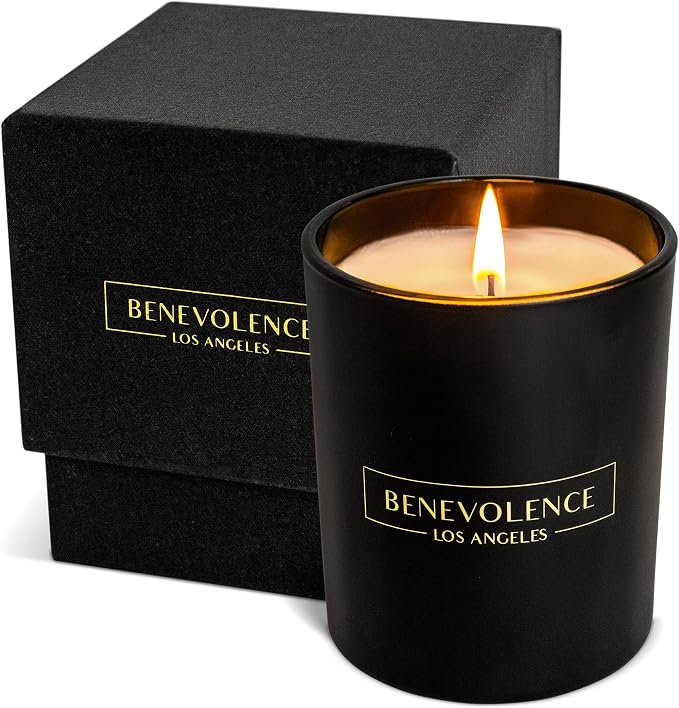 Benevolence LA Premium Lavender & Lilac Scented Candle – Long-Lasting, 45-Hour Burn – Luxury Natural Soy Candle for Home – Aromatherapy & Room Decor – 8oz