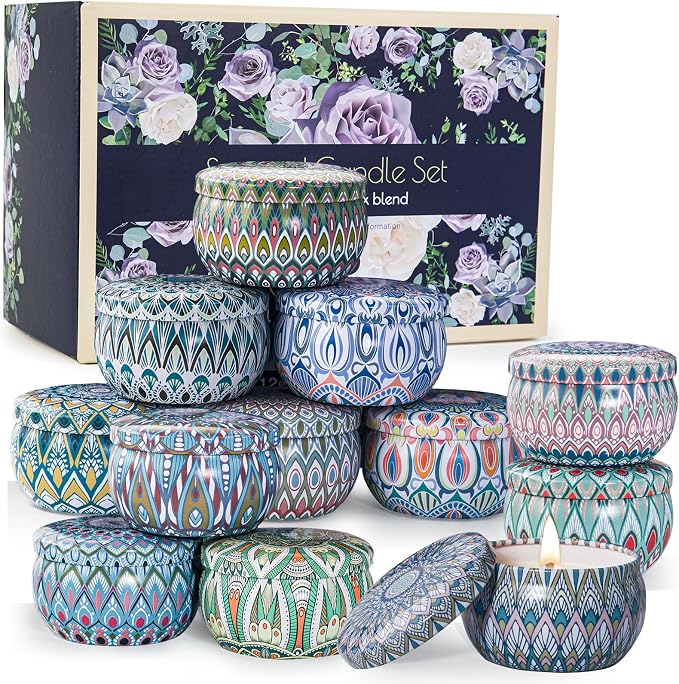 Scented Candles Gift Set, 12 Pack Aromatherapy Candles for Women, Candles for Home Scented, 300H Long Burning, Soy Wax Candle Set, Gifts for Mom Women SPA Birthday Anniversary Stocking Stuffers