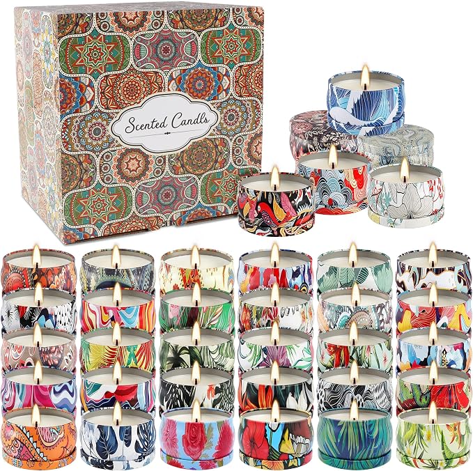 YOROXRG Scented Candles Gifts Set 36 Pack Soy Wax Travel Tin Jar Candles,Aromatherapy Candles for Home 2.5 OZ Scented Candles for Mom for Christmas, Birthday, Thanksgiving, Mother's Day,Valentine'sDay