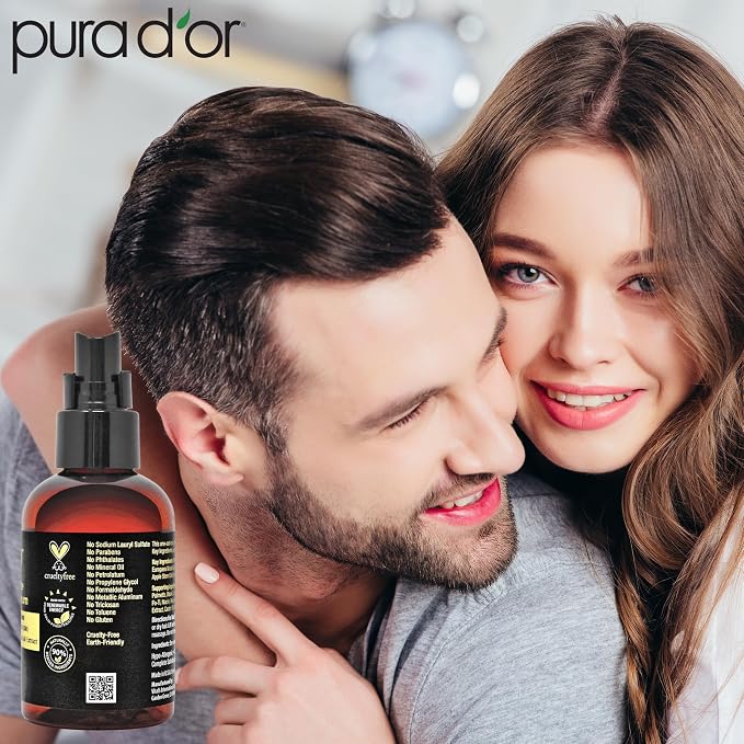 PURA D'OR Advanced Hair & Scalp Serum – For Hair Thinning with Copper Tri-Peptide, Caffeine, Botanical Extract Blend, Fuller Appearance Strands – Vegan, Men & Women 3.3 Oz Hair Regrowth Tonic