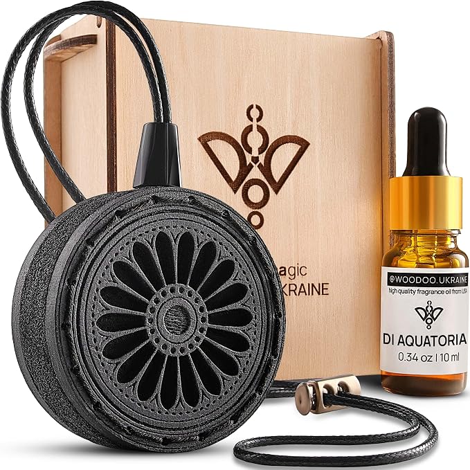 Handmade Wood Car Air Freshener — Best Wheels Designed Refillable Essential Oil Diffuser — Long Lasting diAquatoria Fragrance Oil 10 ml — Car Accessories Gift Box
