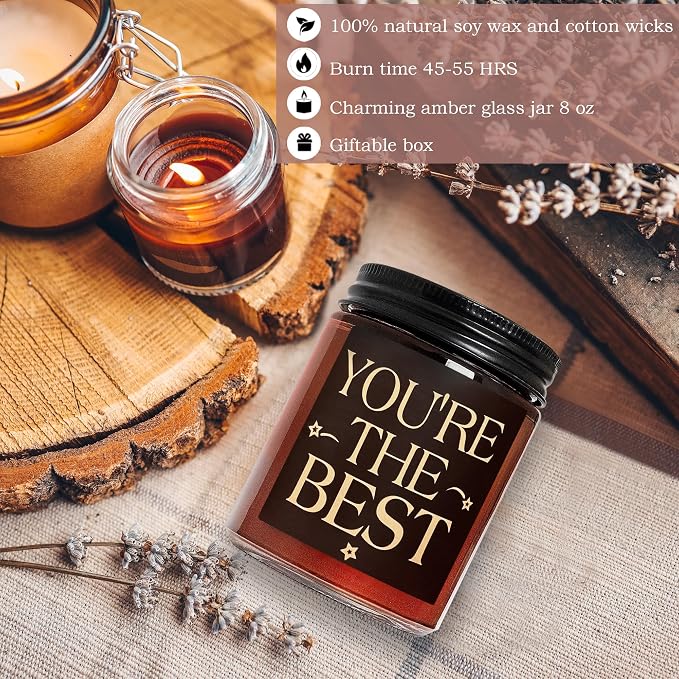 You're The Best Candle - Gifts for Men Dad Husband Boyfriend - Birthday Gifts for Women Sister Daughter Mom - Thank You Candle for Friends Coworker - Natural Soy Wax Scented Candle for Home