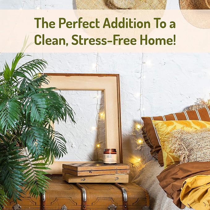 Soy Wax Candle - Palo Santo and Eucalyptus Natural Aromatherapy Smudge Candle, Stress Relief, Chakra Balancing, Meditation, Manifestation and Focus, 9 oz