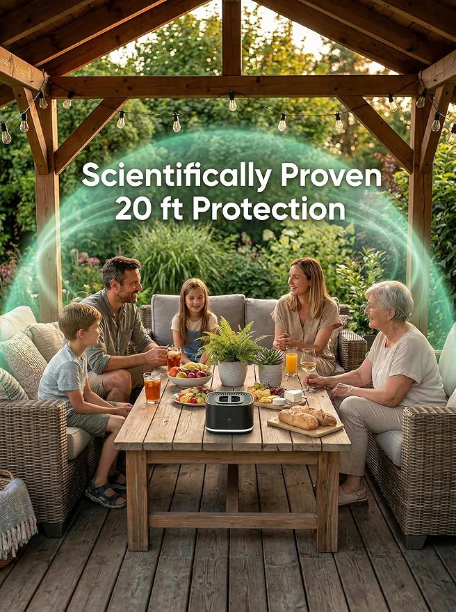 BuggyBands Portable Mosquito Repellent Outdoor Patio & Indoor Rechargeable Electronic Insect Repellent Device | 20 ft Coverage Zone for Camping, Hiking, Backyard | Safe for Kids & Pets | 2 Refills